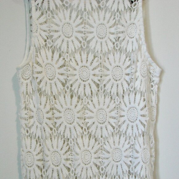 Forever 21 White Floral Crochet Lace Bathing Suit Bikini Cover Up Daisy Medium - Picture 8 of 13